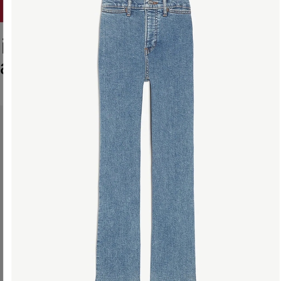 Mid Rise Raw Hem Cropped Flare Jeans Express - Picture 2 of 6